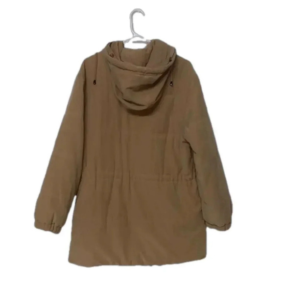 Imperfect winter coat made in Russia removable raccoon fur large tan heavy coat - Picture 13 of 16